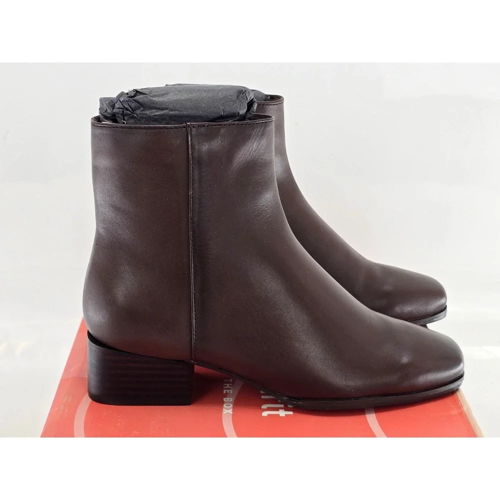 Easy Spirit Sidney Ankle Boots Women 5.5 Dark Brown Leather Square Toe - New